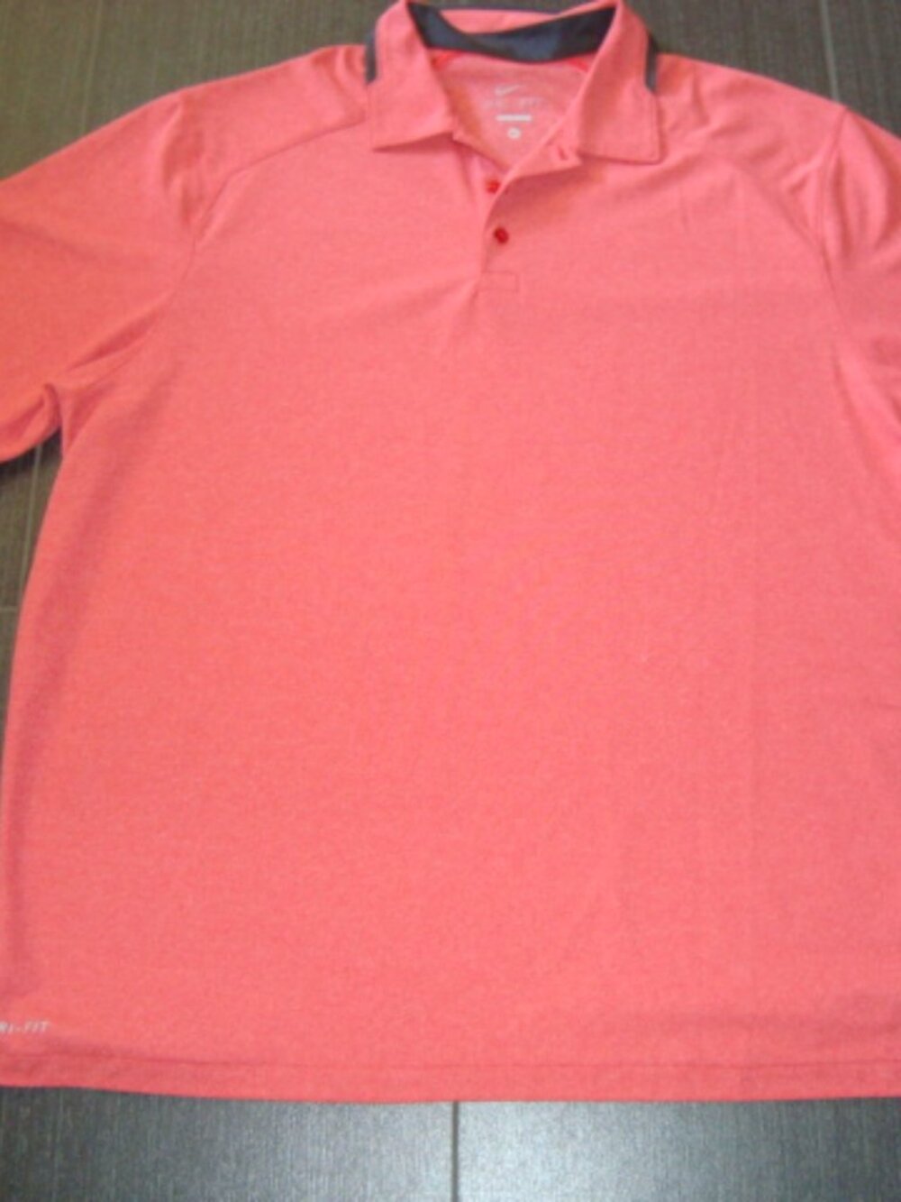 Nike Mens Dri-FIT Polo Shirt XL Red Heather Black Nike Swoosh Collar
